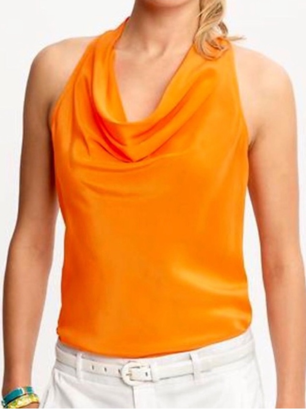 Banana Republic x Trina Turk 2012 Collection Orange Silk Cowl Neck Tank Size 8